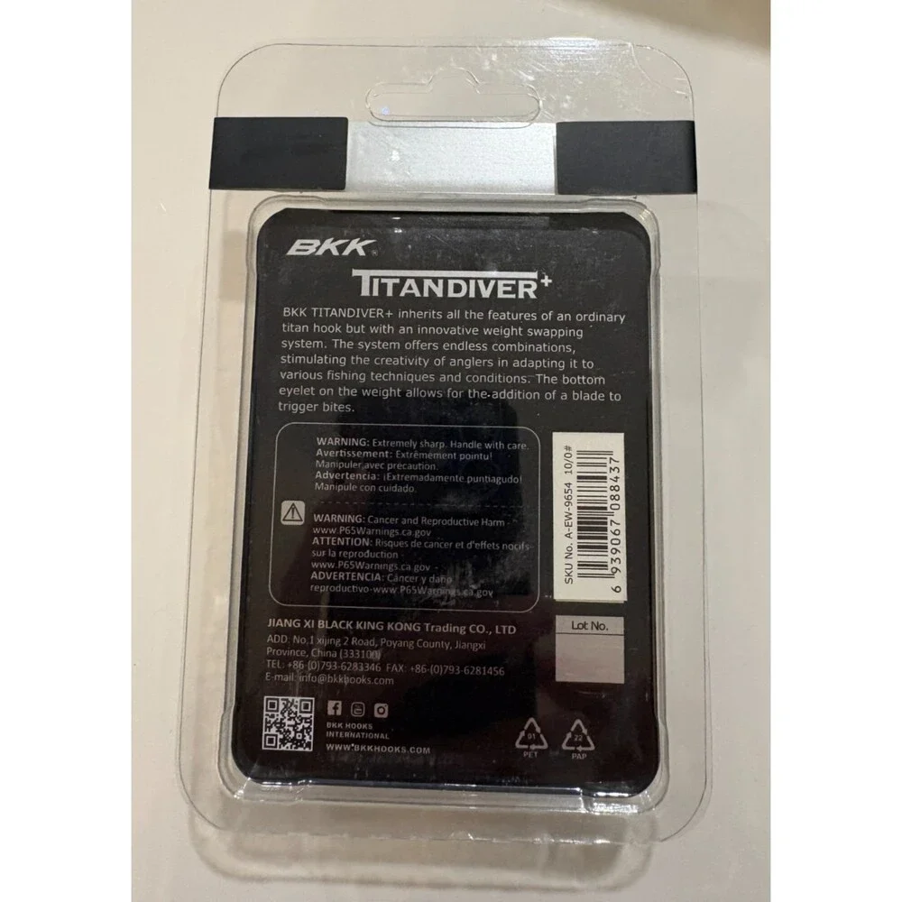 BKK Titandiver Weighted Swimbait Hooks 10/0 2 pk A-EW-9654 NIP NEW
